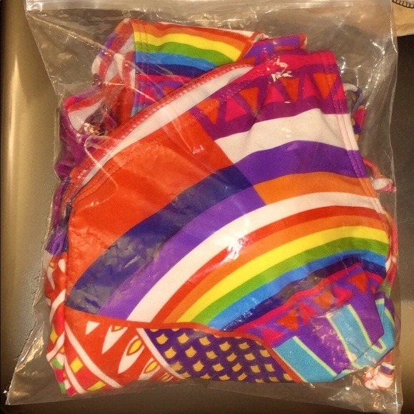 NWT Rainbow Geometric Cross-Back One-Piece, Sz. L(8-10) - Picture 11 of 12